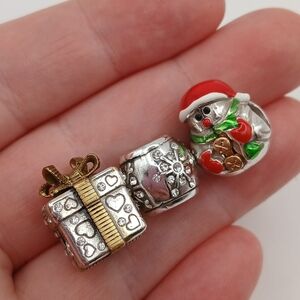 Christmas Present Snowman Snowflake Beads